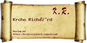 Krcho Richárd névjegykártya
